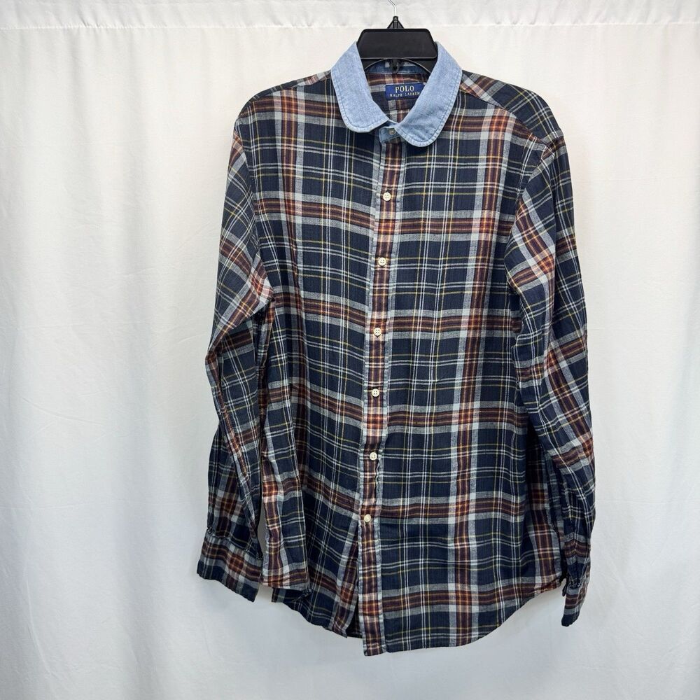 Polo Ralph Lauren Mens Shirt L Authentic Bleeding Madras Plaid Preppy India